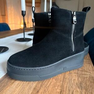 Sleek Black Ankle Boots with Dual Zipper